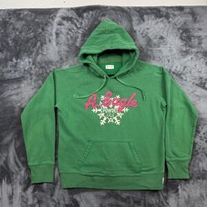 American Eagle Hoodie Womens Large Green Powder Puff Snowflake Graphic Pullover